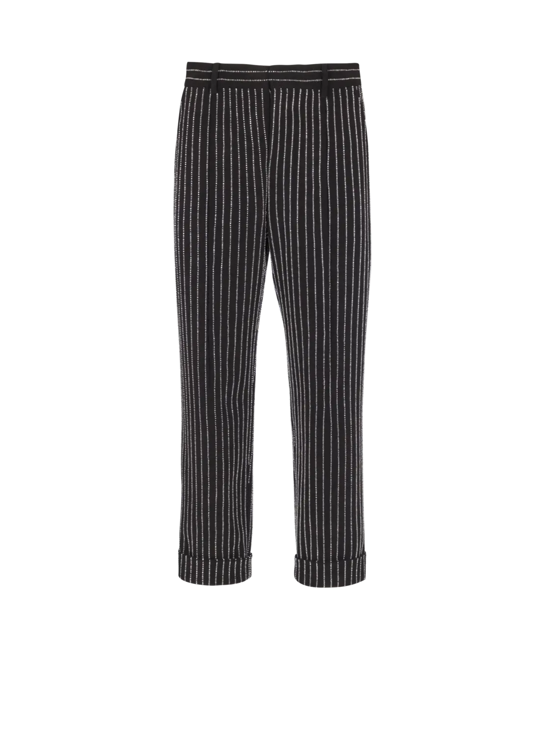 

Брюки прямого кроя с полосками из кристаллов Balmain, черный