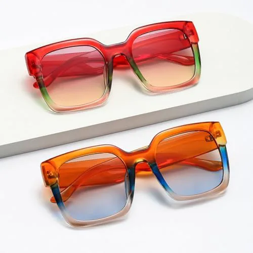 

Ретро-солнцезащитные очки с градиентным переходом цвета 2027 для женщин, модные красно-оранжевые оттенки UV400, оранжевый, синий чай, один размер MTZJH, One Color