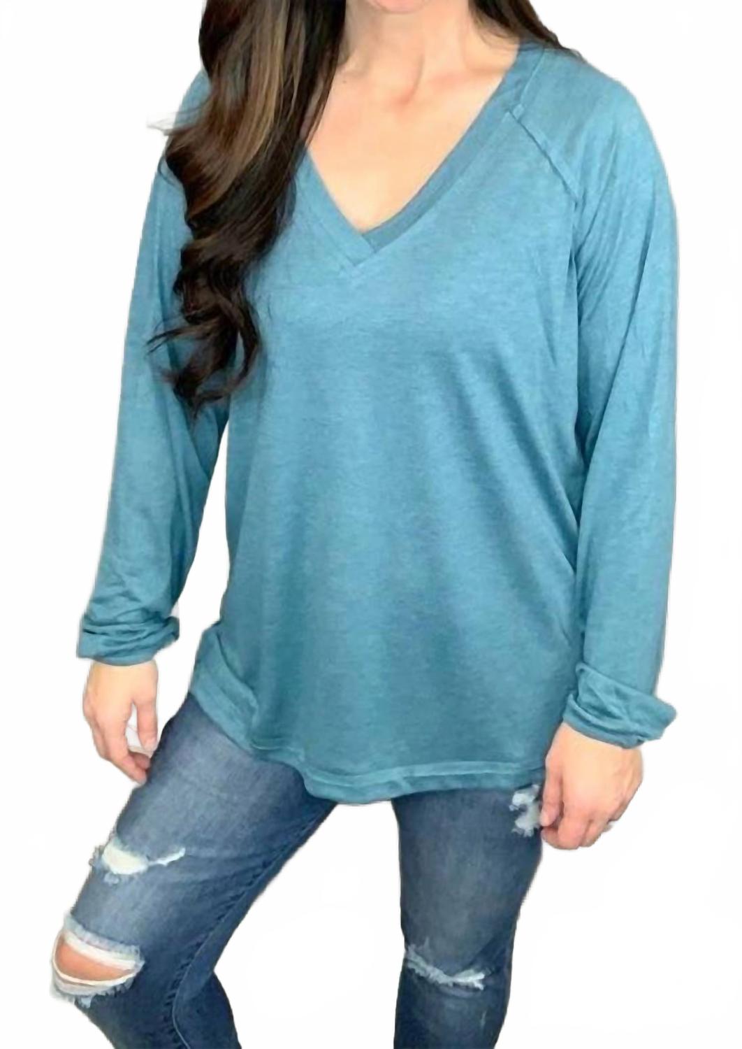 

Сплошной топ с V-образным вырезом в цвете морской волны Shirley Stone, Teal