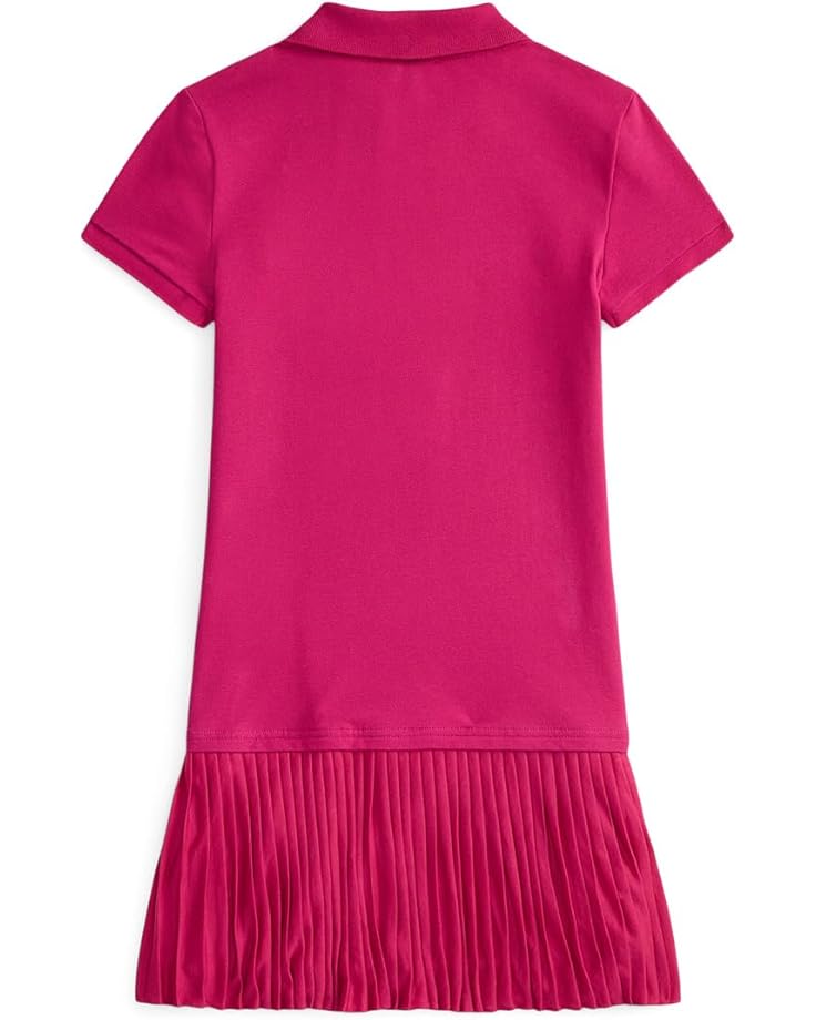Платье Polo Ralph Lauren Kids Pleated Stretch Mesh Polo Dress, цвет Preppy Pink — фото 2