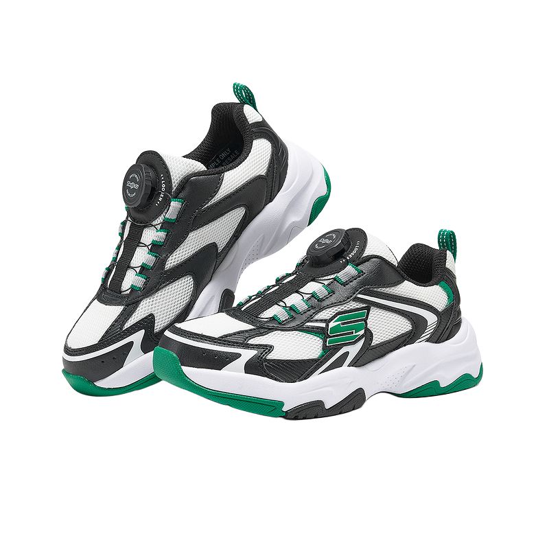 Skechers Kids Детские нескользящие износостойкие низкие повседневные кроссовки для мальчиков, черные, зеленые — фото 3
