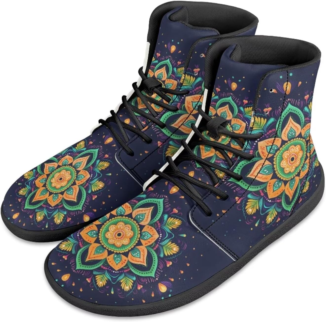 

Мужские минималистичные босоножки Jeiento Mandala, обувь для бега с широкой носочной частью, ботинки из искусственной кожи, нескользящие кроссовки на шнуровке, Galaxy Bohemian Mandala Flower