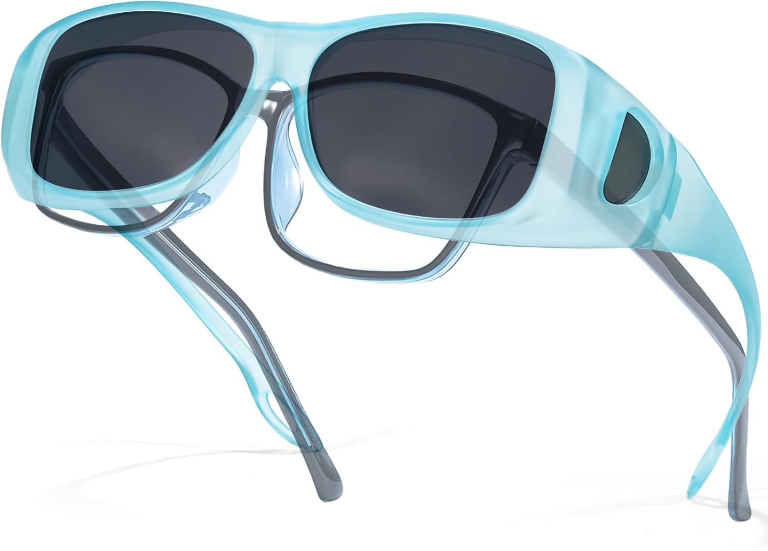 

Поляризованные солнцезащитные очки, надеваемые поверх обычных очков, для женщин и мужчин, стильные, с защитой от УФ-излучения, идеально подходят для вождения Thryvox, A06 Matter Blue Frame Grey Lens