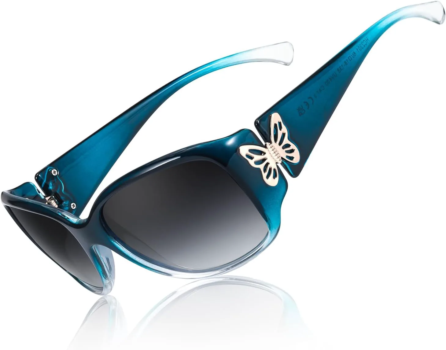 

Женские поляризованные солнцезащитные очки IGnaef, модные очки для вождения с декором в виде бабочек, защита от УФ-излучения IF2301, C05 Gradient Blue Frame Grey Lens