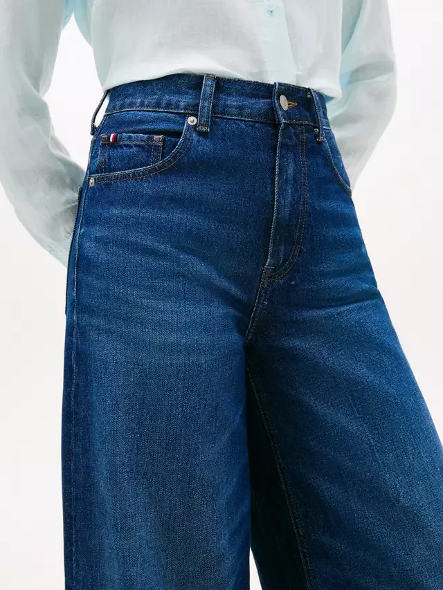Джинсы с высокой посадкой и широкими штанинами, темно-синие Tommy Hilfiger — фото 4