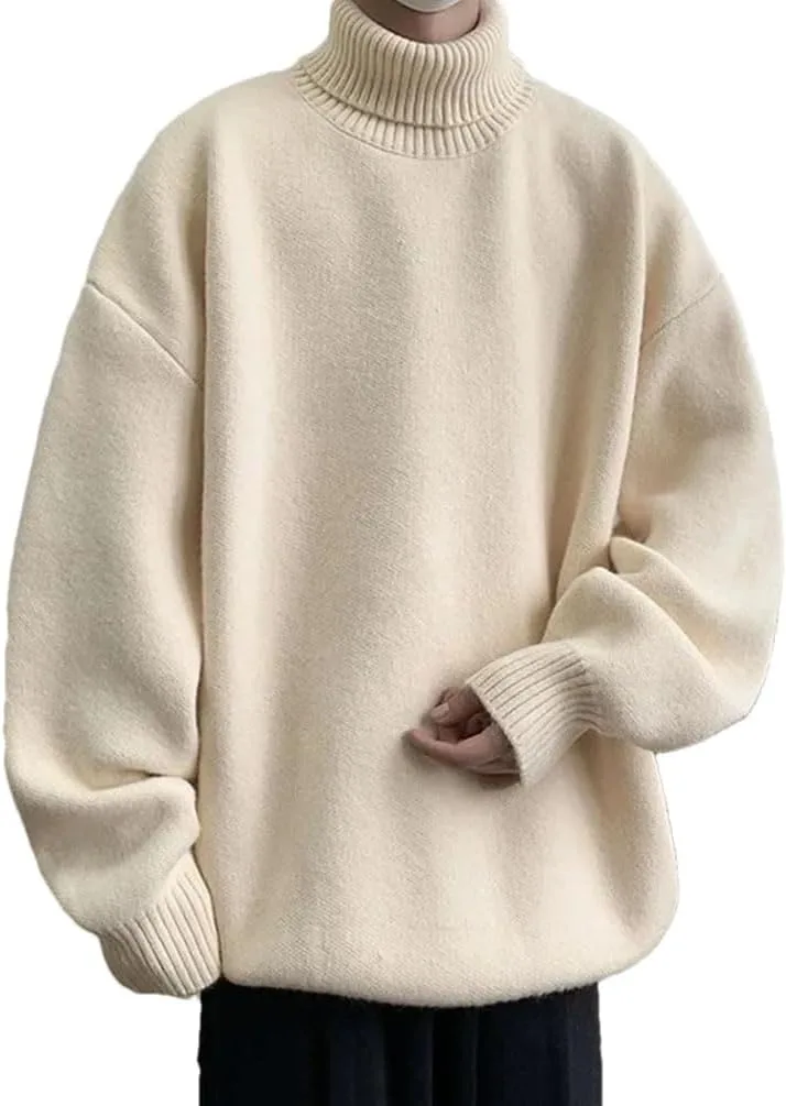 

Мужской однотонный повседневный свитер с высоким воротником