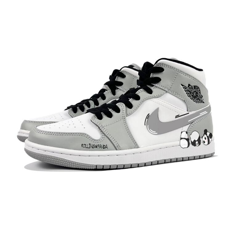 Кроссовки Air Jordan 1 Vintage Basketball Shoes Men Mid-top Gray, темно-серый — фото 2