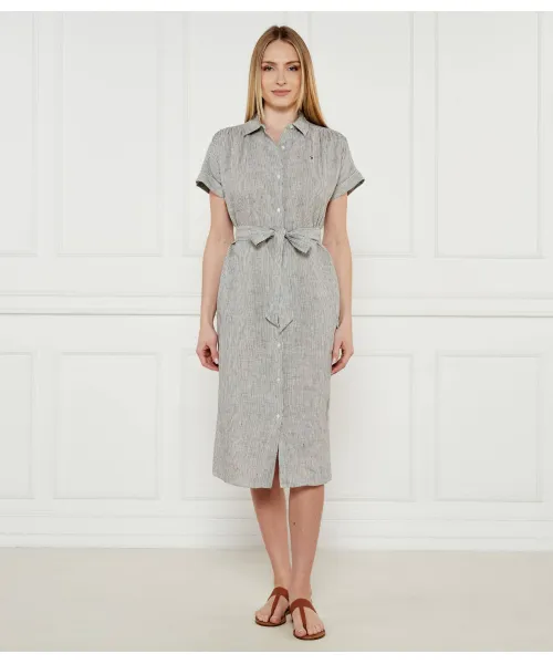 

Льняное платье с поясом Tommy Hilfiger, черный
