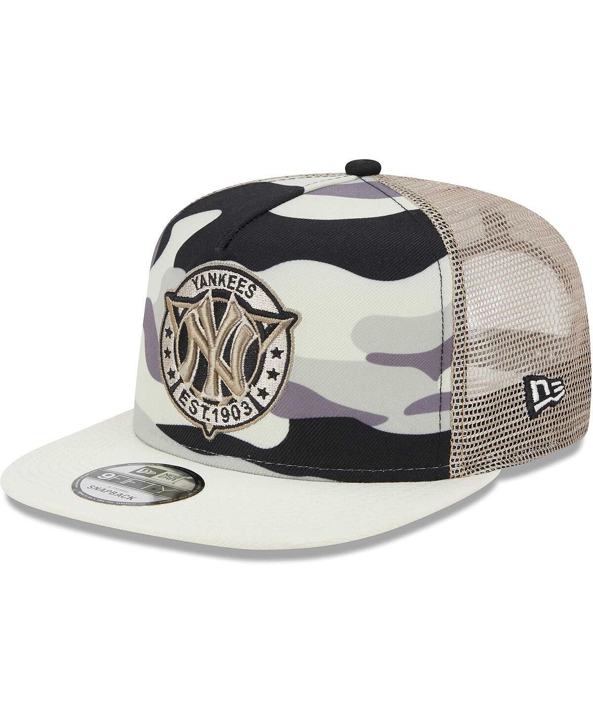 

Мужская белая кепка New York Yankees Chrome Camo A-Frame 9FIFTY Trucker Snapback New Era