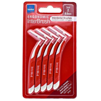 

Эргономичные межзубные ершики Interbrush с ручкой 0,5 мм красного цвета, размер 2,5 шт Intermed