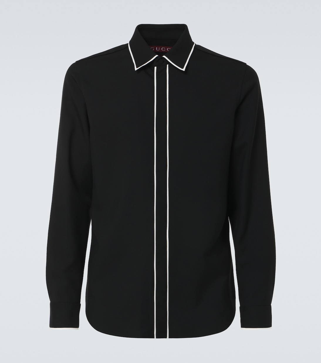 

Шерстяная габардиновая рубашка Gucci, Super Black/Mix