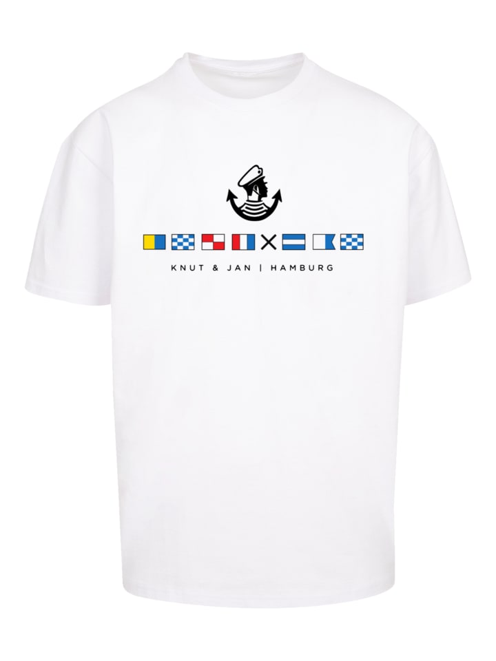 

Футболка оверсайз с парусными флагами от Knut & Jan Hamburg белого цвета F4NT4STIC, Белый, Футболка оверсайз с парусными флагами от Knut & Jan Hamburg белого цвета F4NT4STIC
