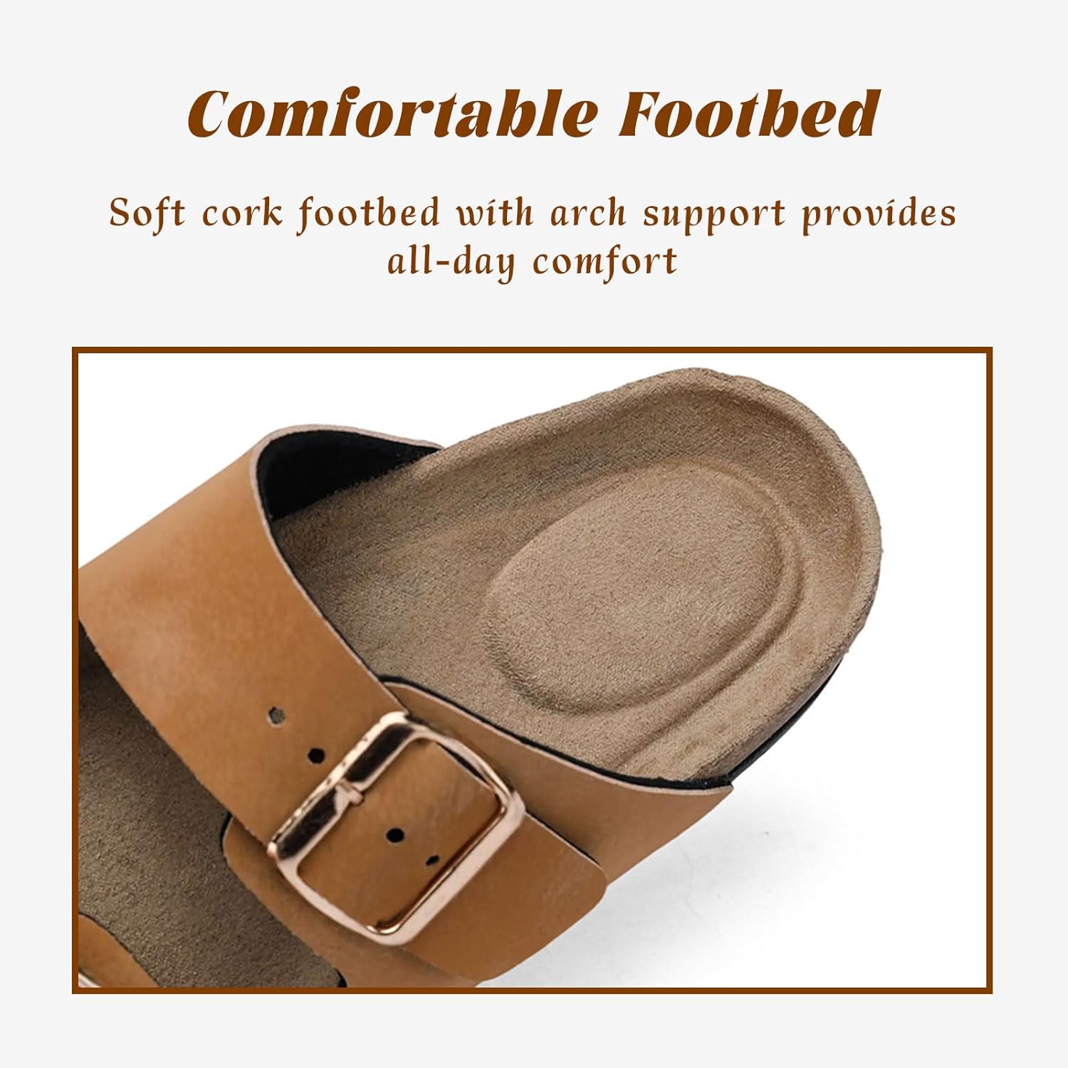 Сандалии Titype Cork Footbed с поддержкой свода для женщин и мужчин, регулируемая пряжка, натуральная кожа, удобные летние сандалии для улицы и пляжа, хаки — фото 4