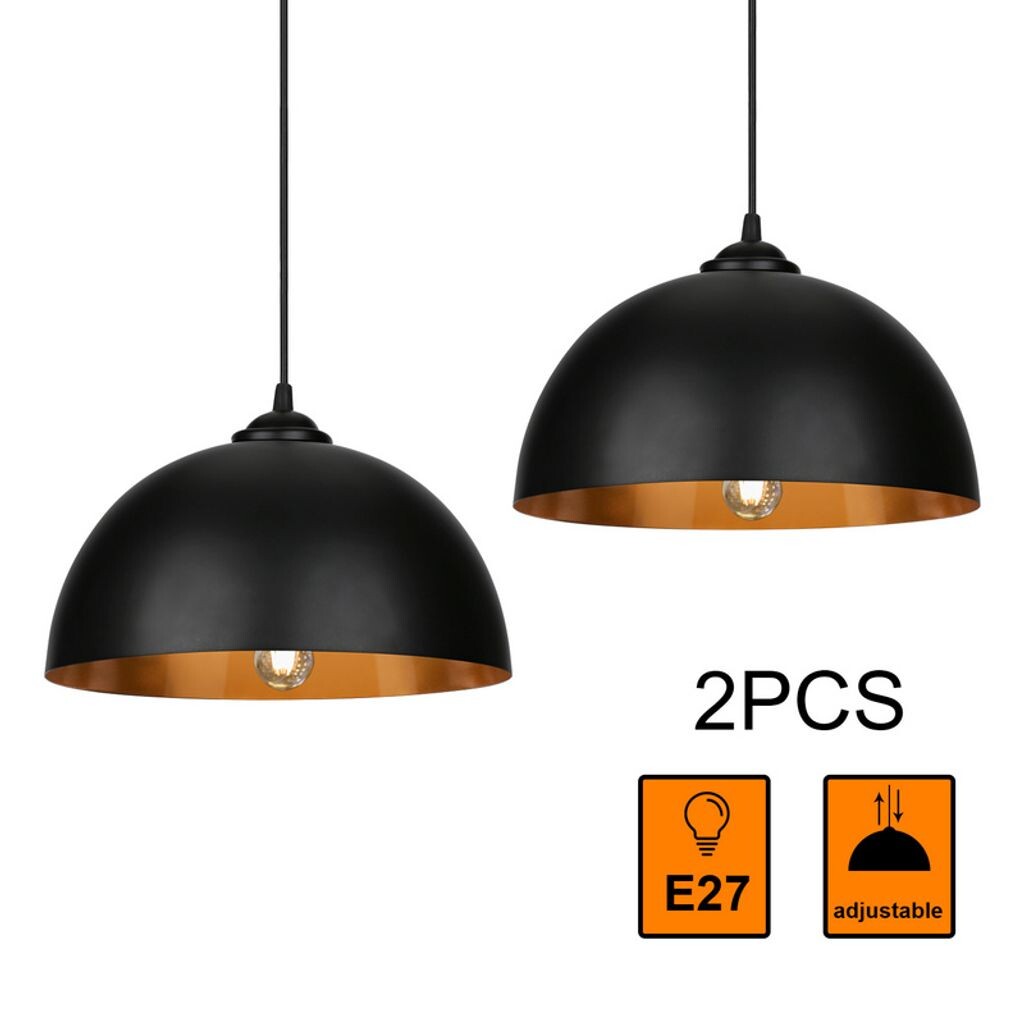

SWANEW Набор из 2 подвесных светильников диаметром абажура 30 см. Подвесной светильник. Промышленный винтажный металлический подвесной светильник E27. Подвесной светильник 60 Вт. Потолочный светильник., черный