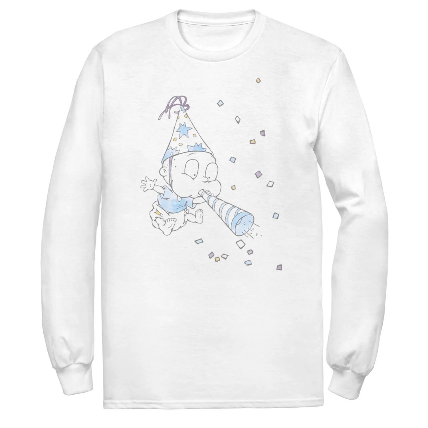 

Мужская акварельная футболка с длинными рукавами Rugrats Tommy на день рождения Licensed Character