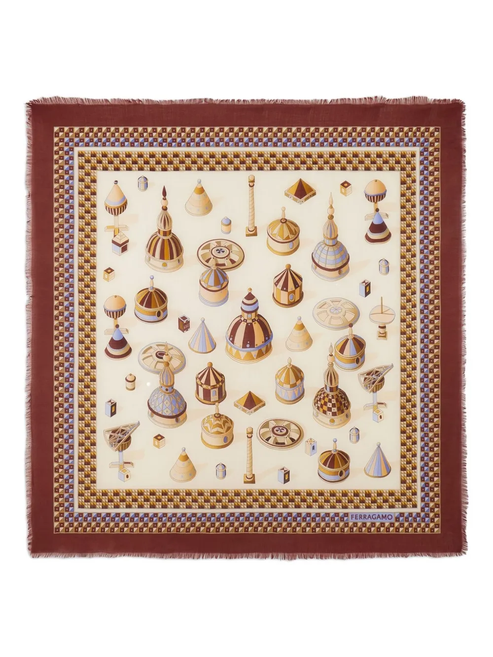 

Кашемировая шаль с принтом Ferragamo, нейтральный