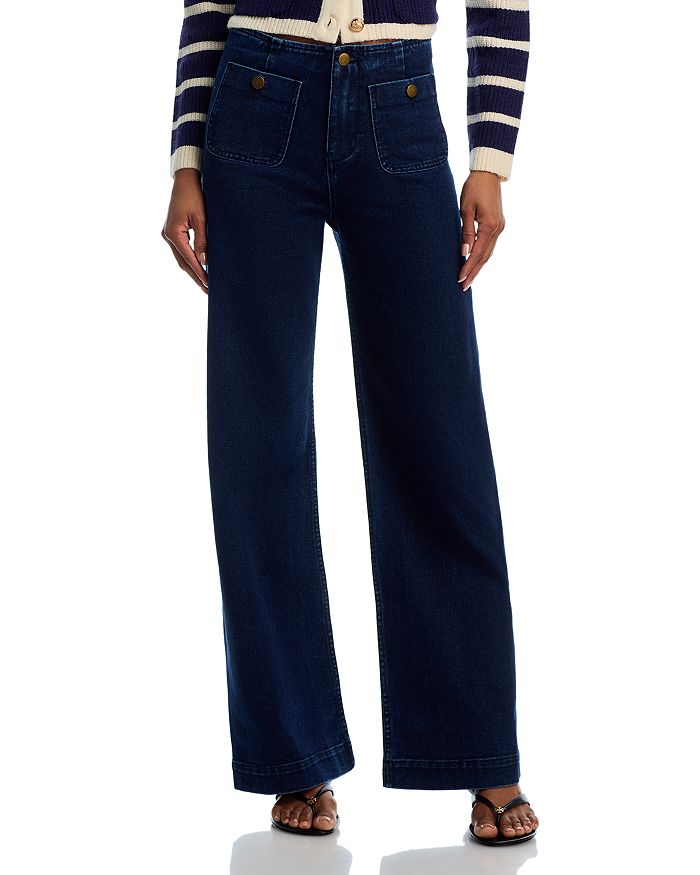 

Джинсы с высокой посадкой и накладными карманами в цвете Dark Wash AQUA, синий