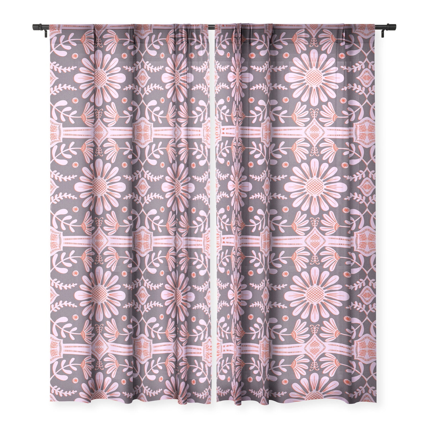 

Занавеска с принтом Society6 Sewzinski Boho Florals, серый / розовый
