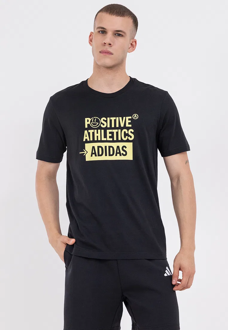 Футболка с принтом, короткий рукав, Lounge Verbiage Adidas, черный