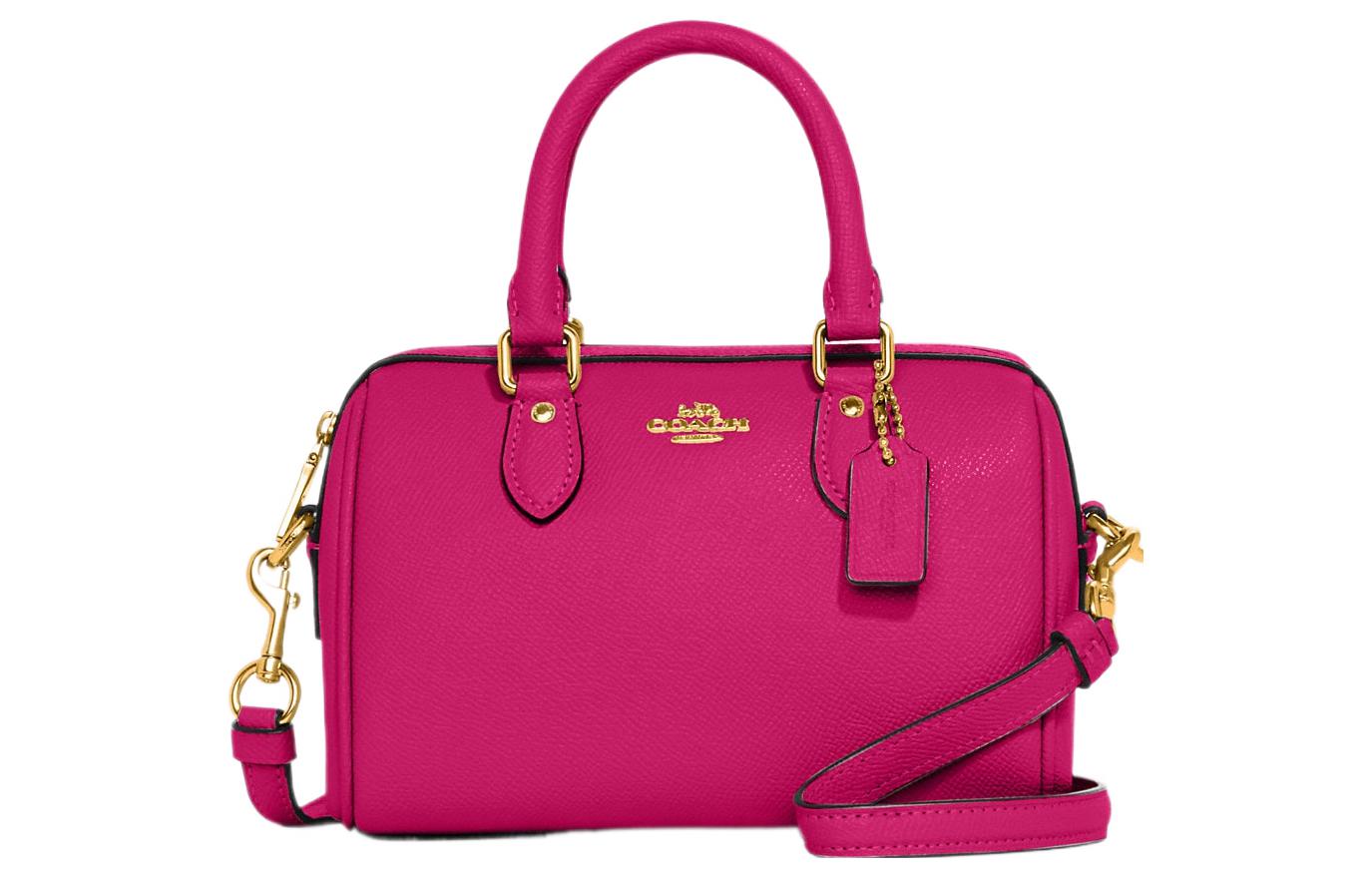 

COACH Сумка-бостон Rowan Cross Grain Leather, сумка через плечо, мини-сумка женская, вишнево-красная