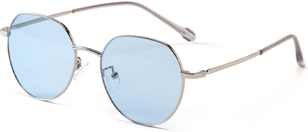 

Ретро-солнцезащитные очки в узкой оправе для мужчин и женщин, металлические овальные солнцезащитные очки, классический винтажный стиль, защита от УФ-излучения UV400 для использования на открытом воздухе TKKTLLT, Silver Blue