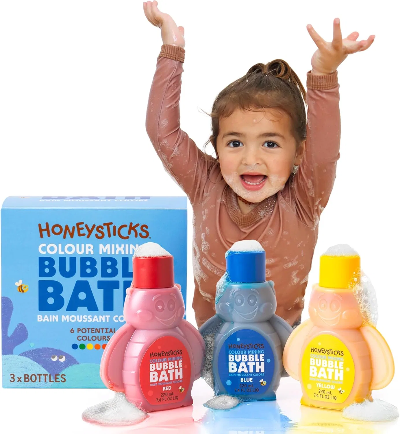 Детская пена для ванны «Crazy Colour Mixing» от Honeysticks, 3 цвета Honeysticks
