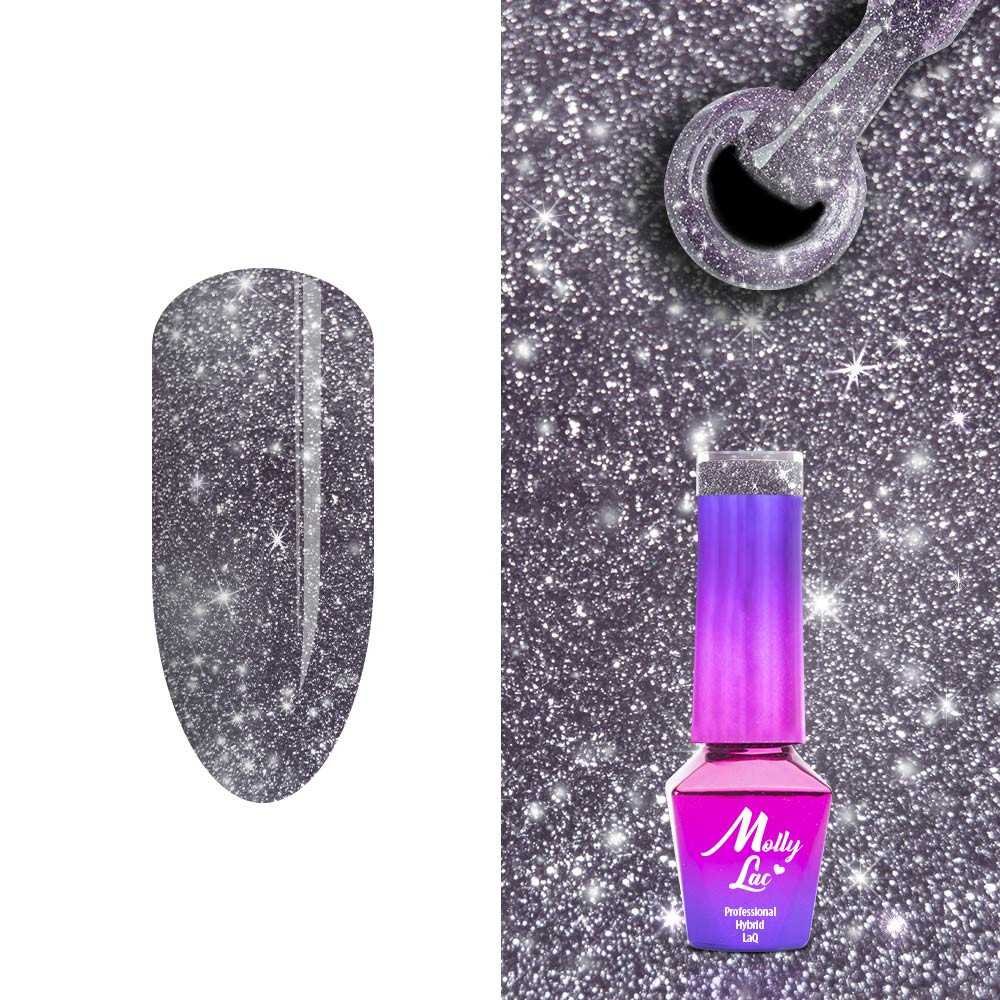 

Mollylac 568 Flashing Lights Instant Glitter, гибридный лак для ногтей, 5 мл Molly Lac