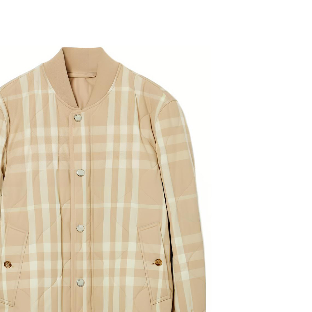 Куртка Burberry клетчатая стеганая на пуговицах, мягкий рыжевато-коричневый — фото 4