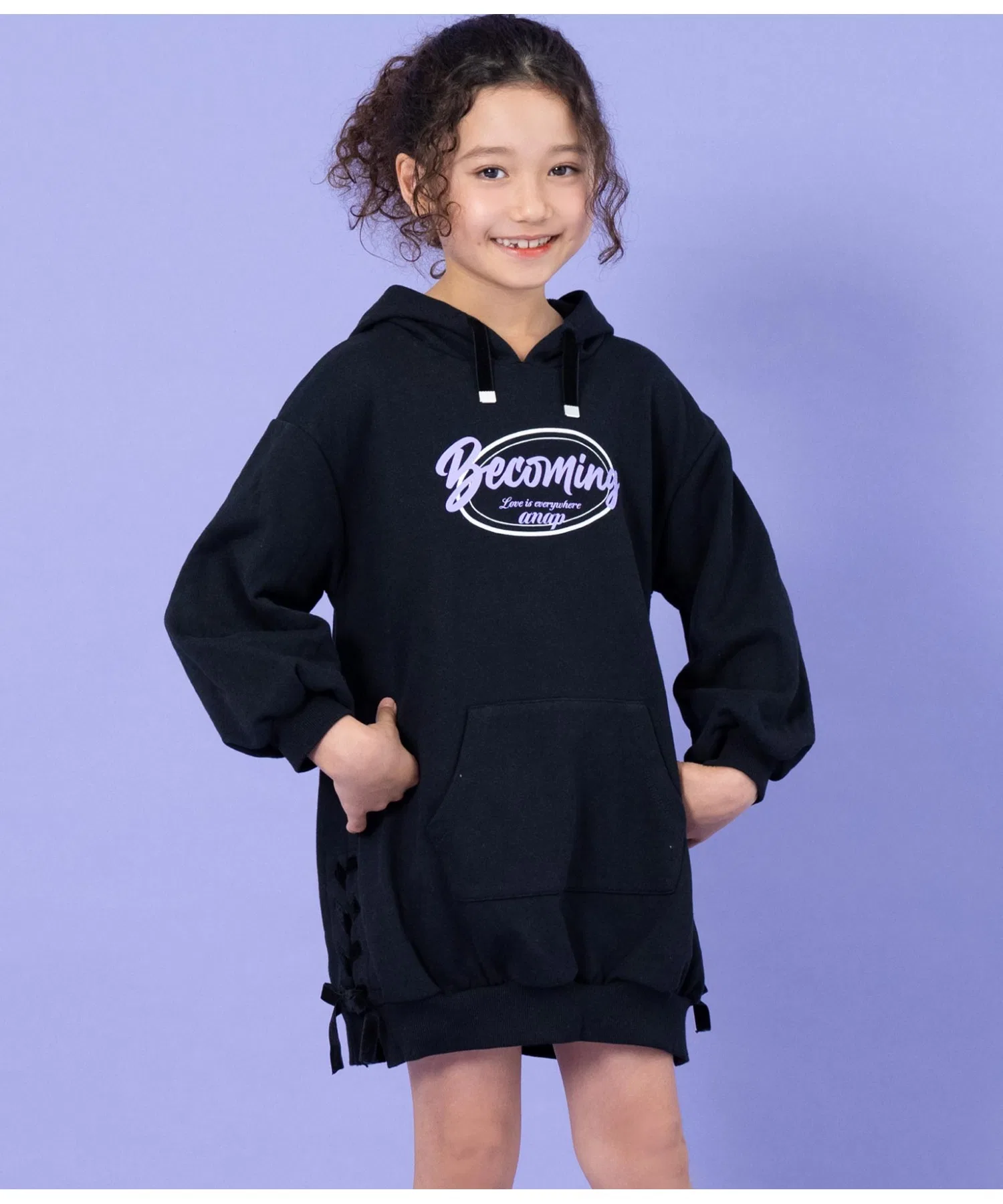 Детское велюровое платье-худи с бантом ANAP kids чёрное