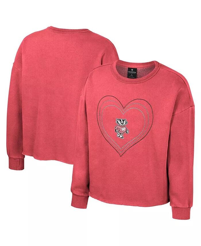 

Толстовка с круглым вырезом Big Girls Red Wisconsin Badgers Audrey Washed Fleece Pullover Colosseum