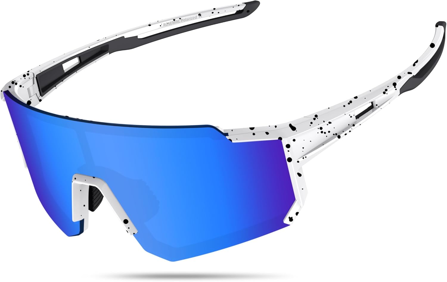 

Поляризованные спортивные солнцезащитные очки для мужчин, женщин и молодежи: бейсбол, бег, велоспорт, вождение, рыбалка, теннис, гольф, мотоцикл, TAC UV400 TR90 Rosemal, Spot White Blue