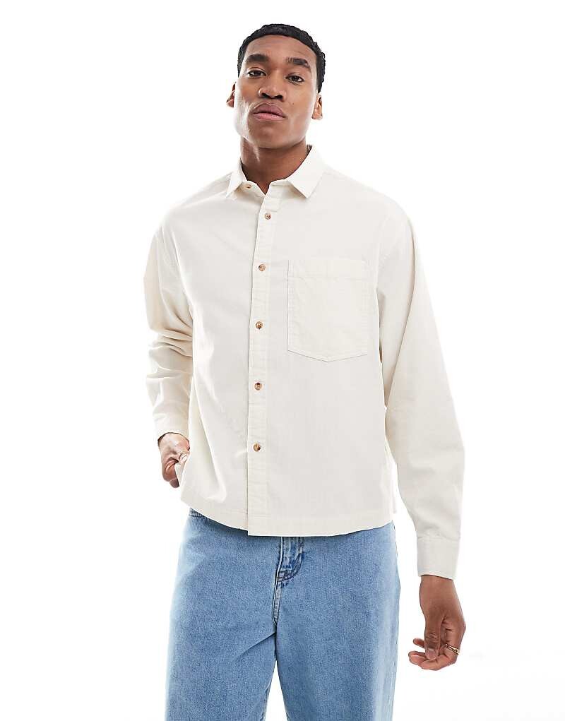 

Бежевая вельветовая рубашка свободного кроя ASOS DESIGN