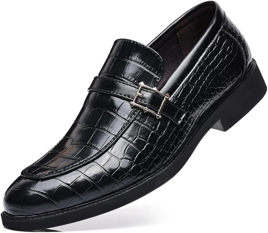 

Мужские классические кожаные лоферы с крокодиловым принтом, слипоны, повседневные оксфорды Zuauoot, черный