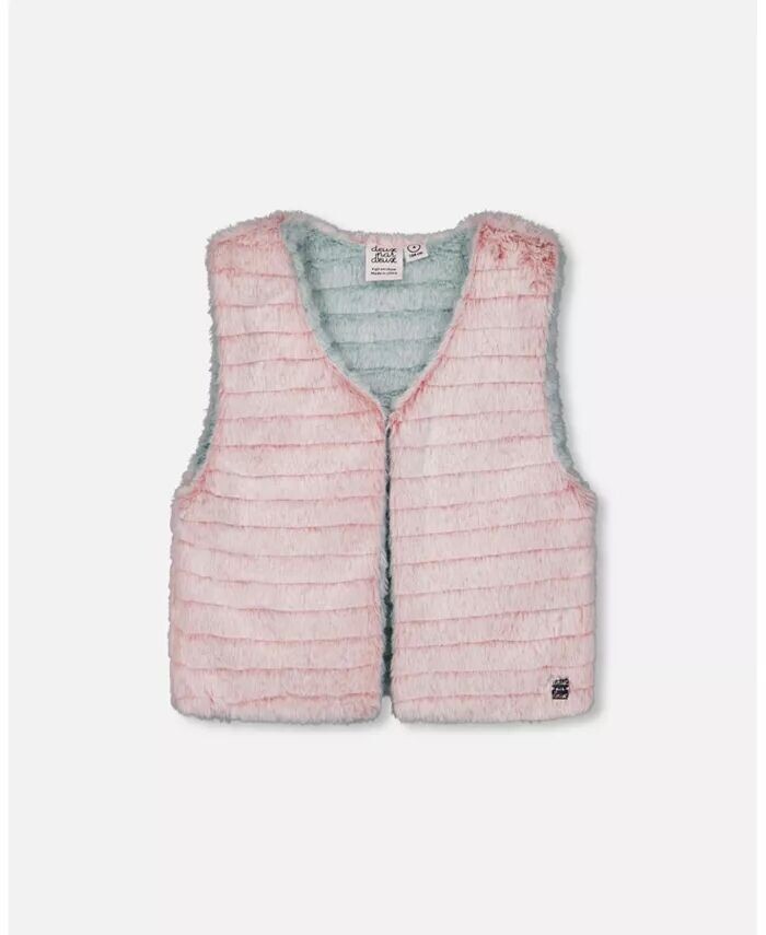 

Двусторонний жилет из искусственного меха для девочек-малышей розового и бирюзового цвета - для малышей, для детей Deux Par Deux, розовый