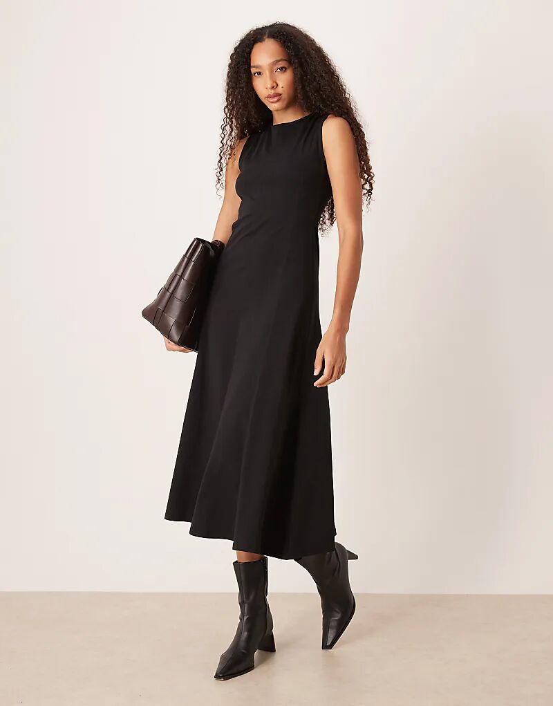 

Платье миди из хлопка без рукавов ASOS DESIGN черного цвета