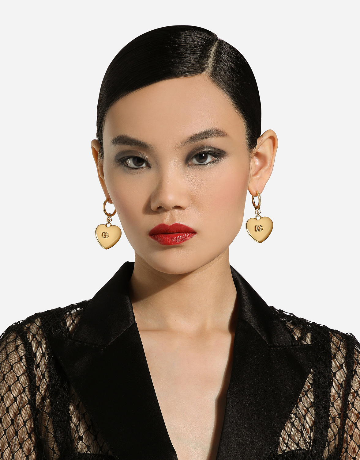 Серьги-подвески в форме сердца с логотипом dg Dolce & Gabbana, золото — фото 2