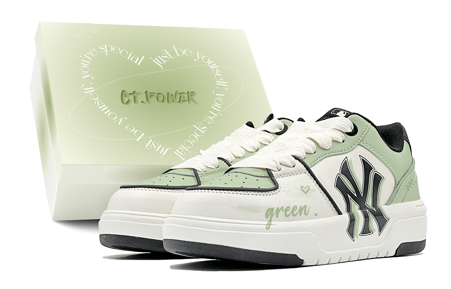 

Кроссовки MLB Chunky Liner Skateboarding Shoes Unisex Low-top White/Green, зеленый