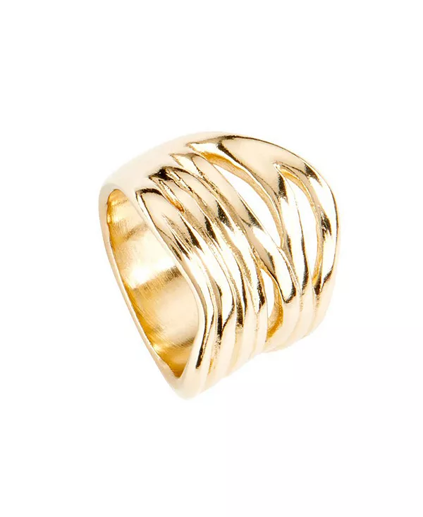 

Горизонтальное кольцо из металлического сплава ручной работы Unode50, gold