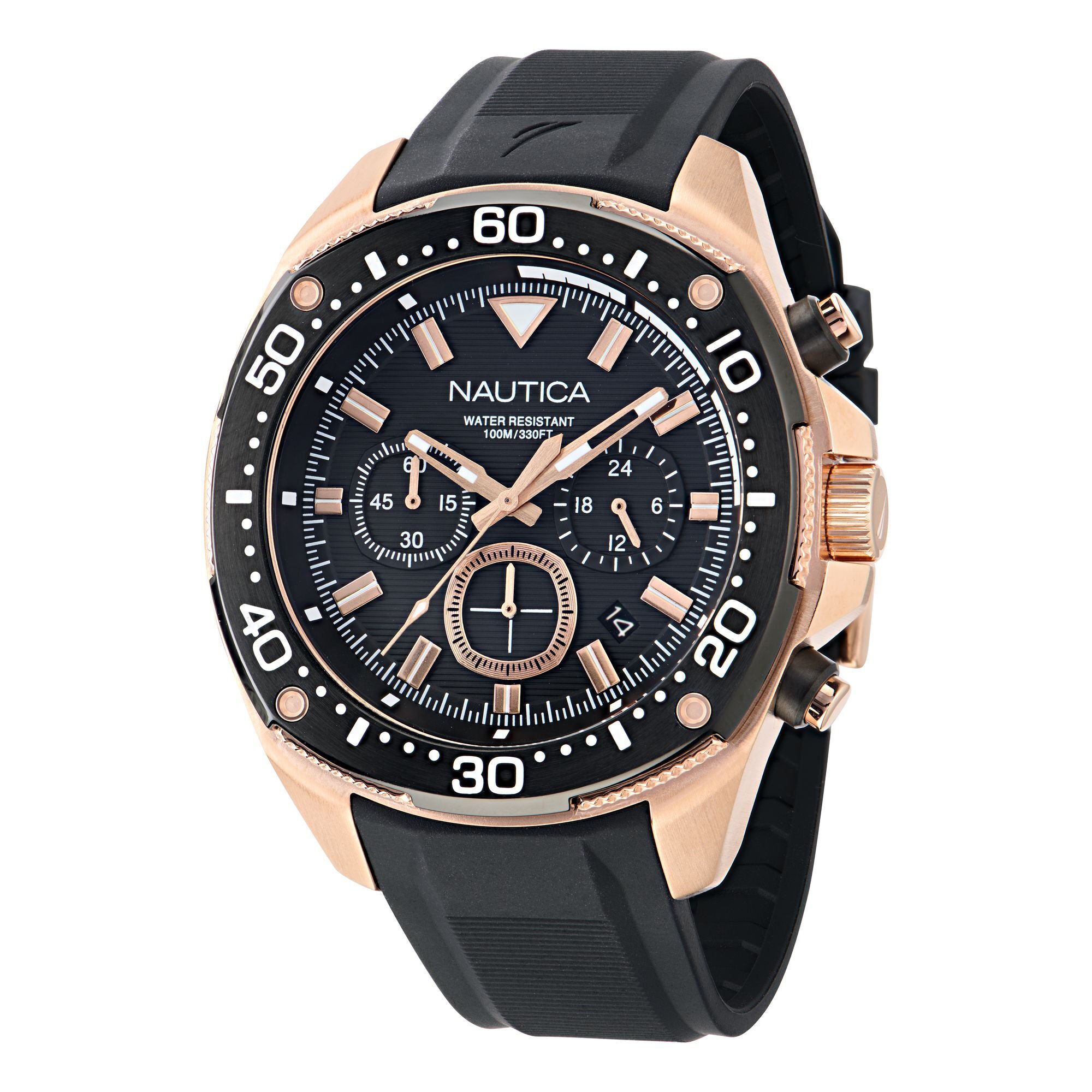 

Nautica Mens Nct Blue Sail Chronograph силиконовые часы, цвет black iron wash