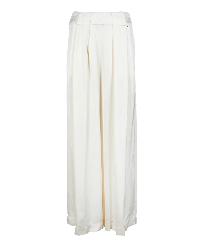 

Атласные брюки с высокой талией и карманами. Souvenir, бежевый