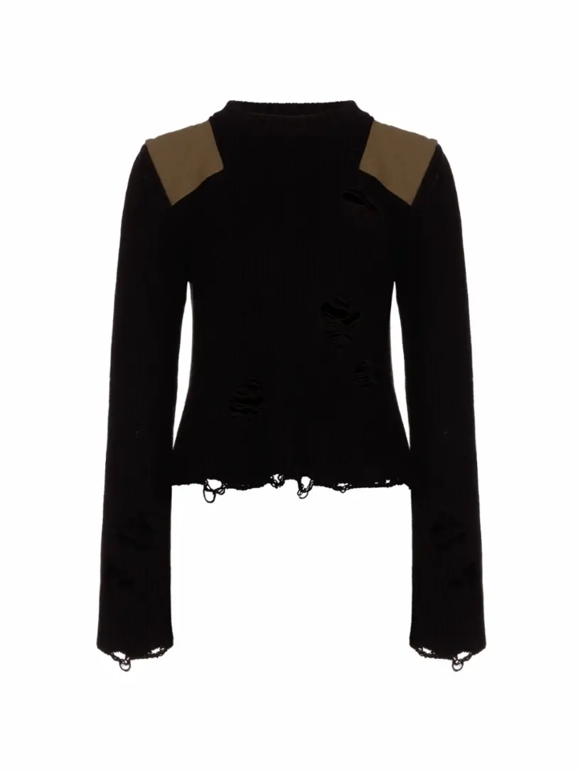 

Вязаный джемпер с рваным эффектом MM6 MAISON MARGIELA, черный