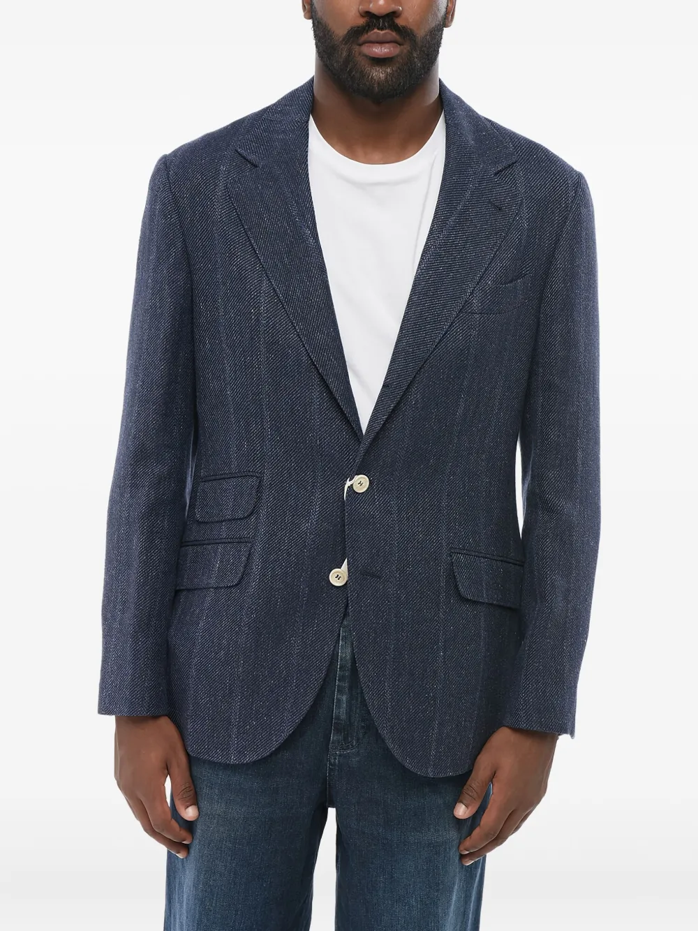 

Льняной пиджак Brunello Cucinelli, синий