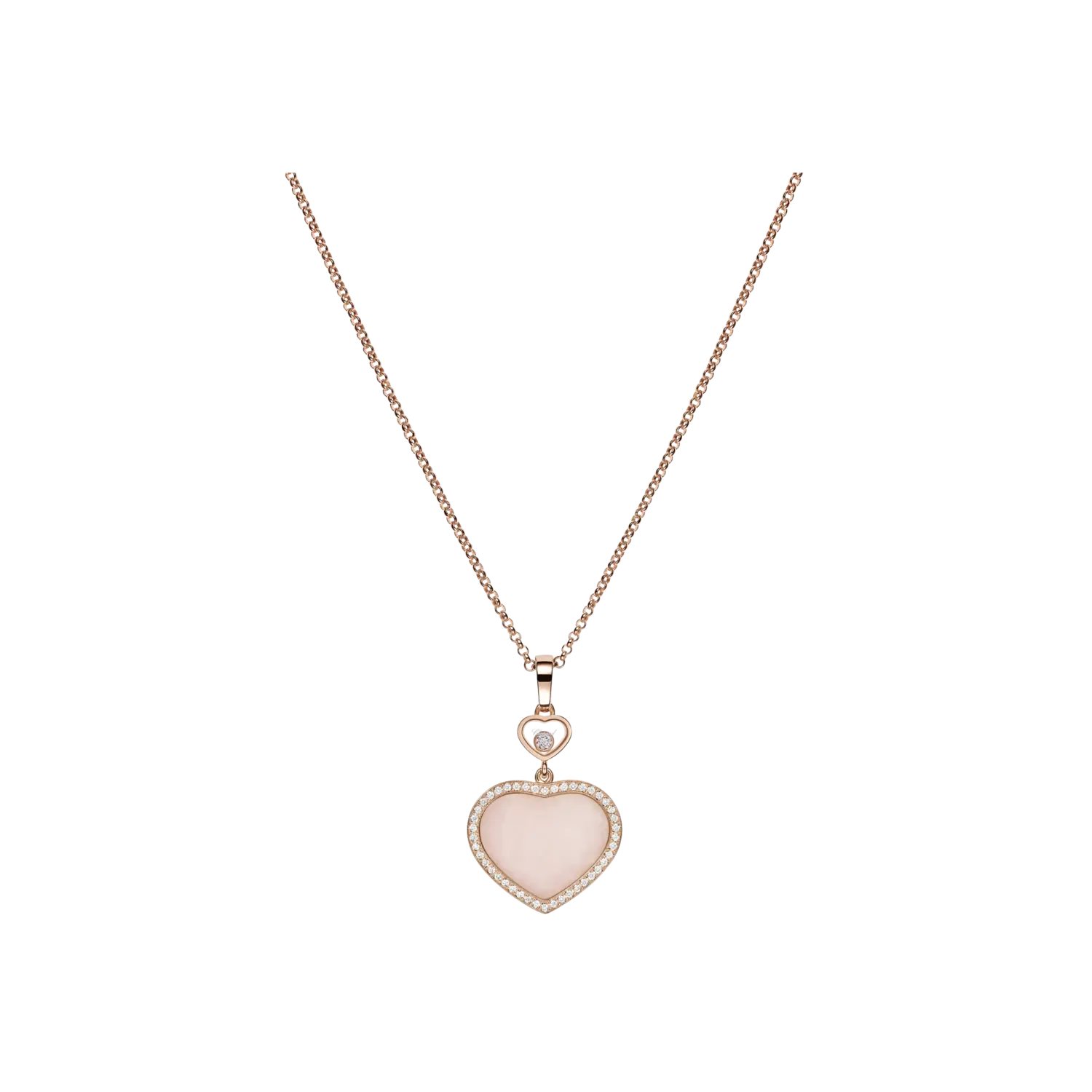 

Подвеска Chopard Happy hearts из розового золота с бриллиантами и розовым опалом