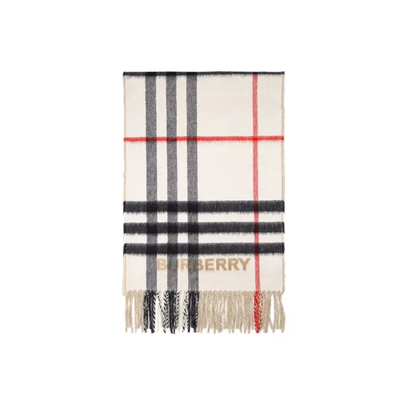 

Burberry Кашемировый шарф, Beige/White