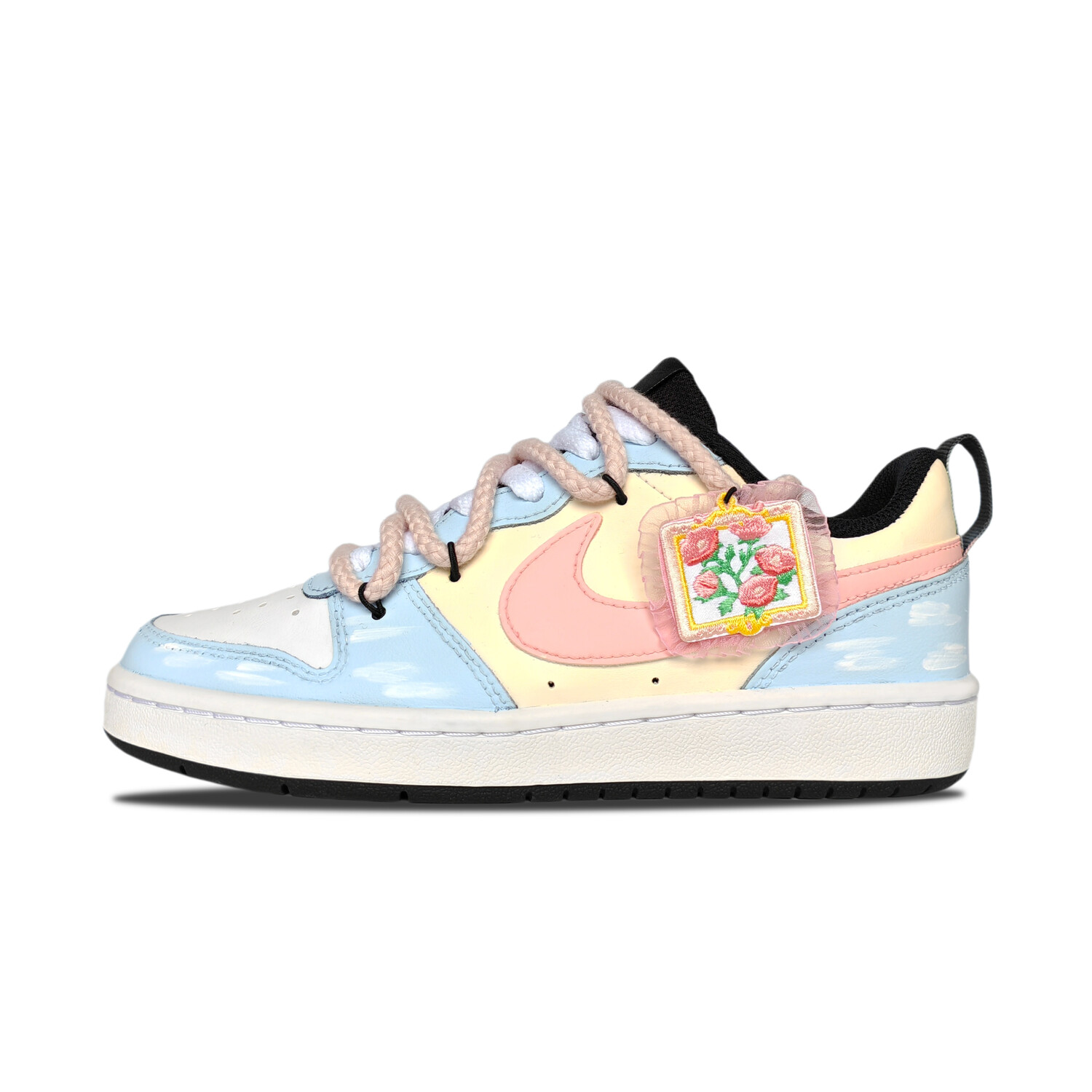 

Кроссовки Nike Court Borough Skateboard Shoes Women's Low-Top Blue Pink, Синий, Кроссовки Nike Court Borough Skateboard Shoes Women's Low-Top Blue Pink