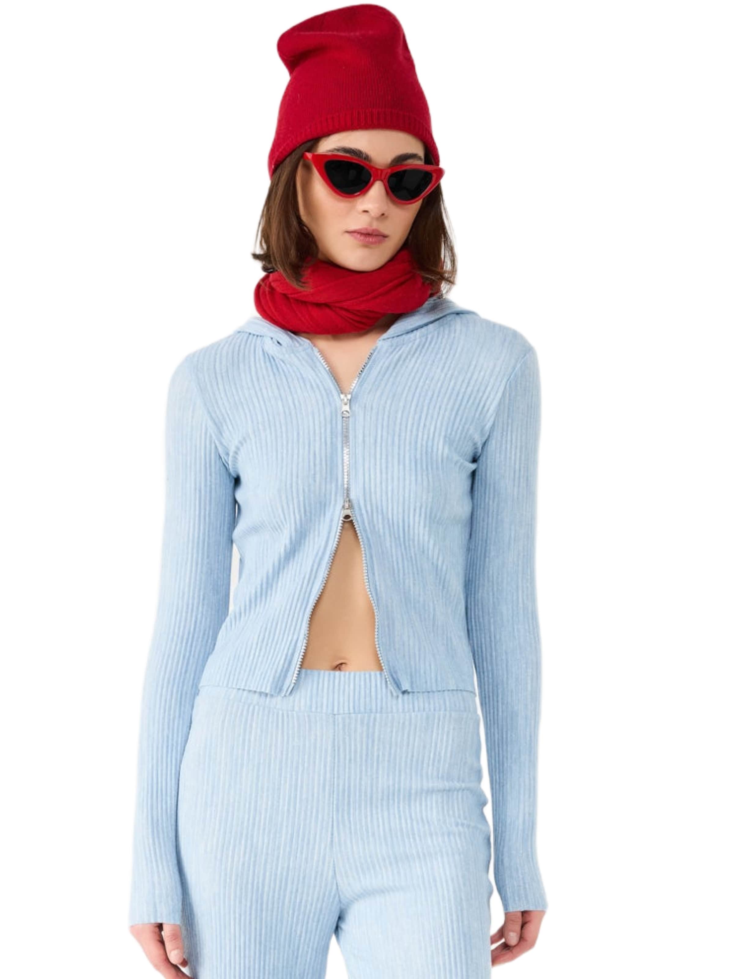 

No Matter What Вязаный кардиган светло-голубого цвета