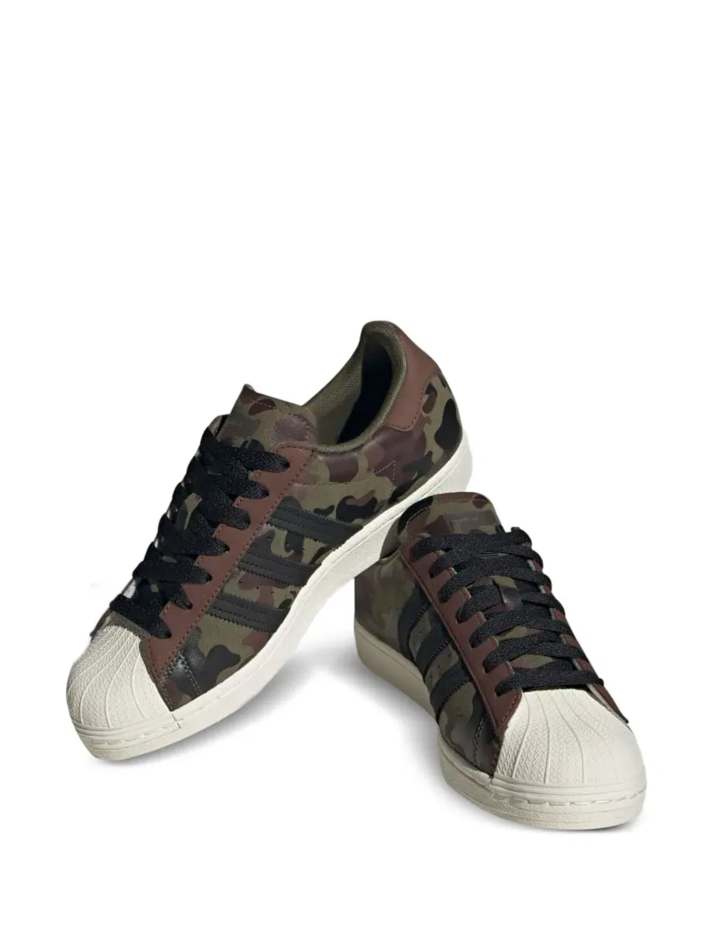 Низкие кроссовки Superstar с камуфляжным рисунком Adidas, коричневый — фото 2