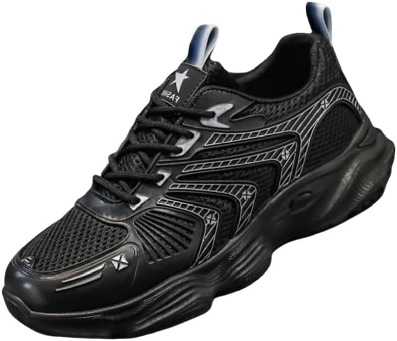 

Мужские дышащие спортивные кроссовки- легкая амортизация, противоскользящая подошва, шнуровка для фитнеса и бега, подходят как для повседневной, так и для официальной носки Clolinde, черный