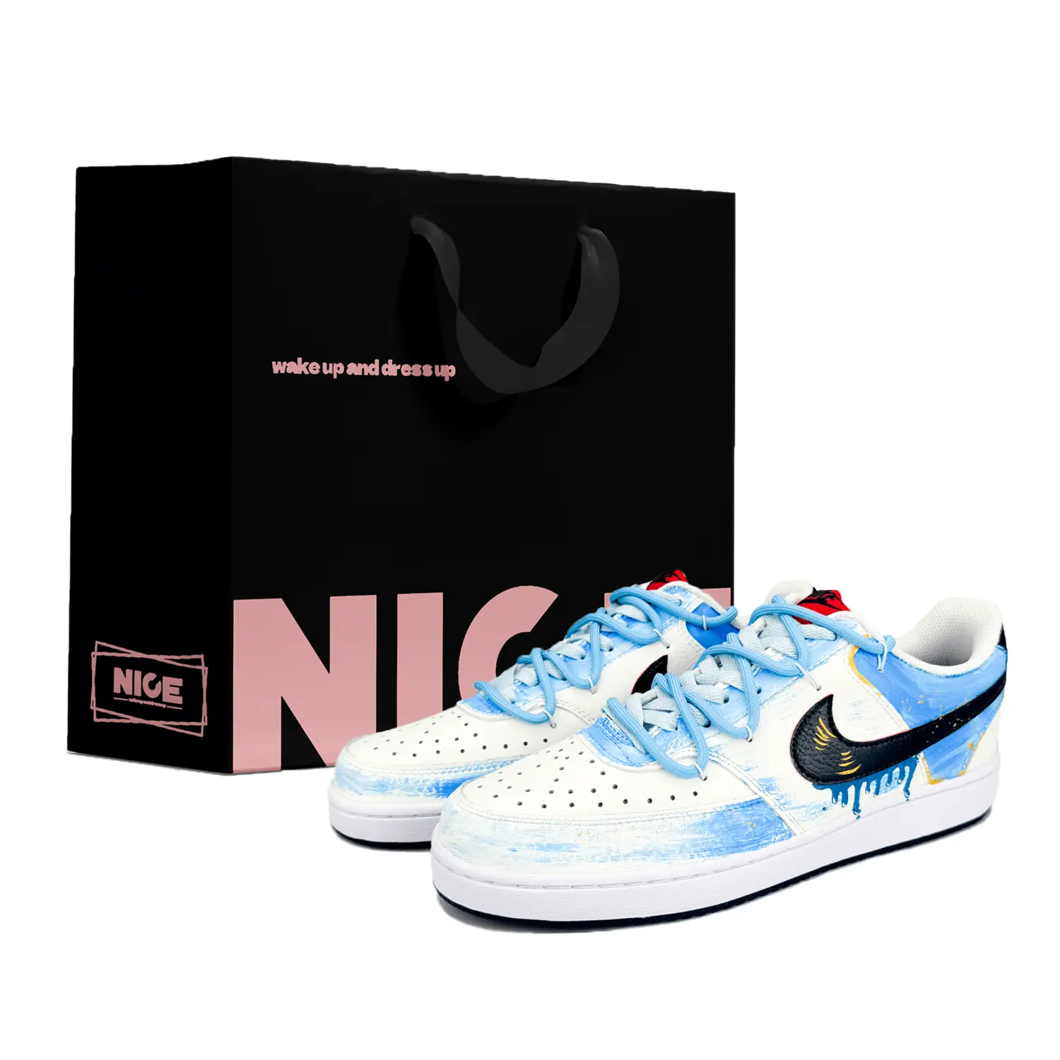 

Nike Износостойкие и легкие низкие кроссовки для скейтбординга Court Vision 1, мужские, сине-белые