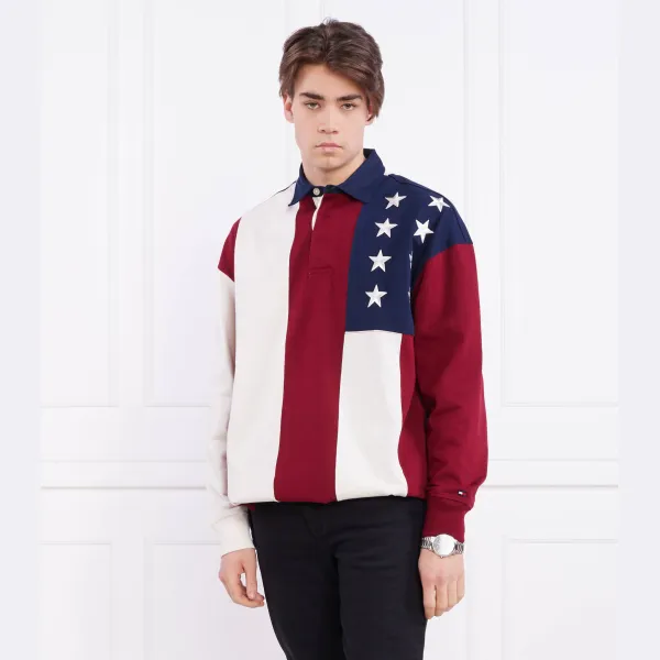 Рубашка-Поло стандартного кроя с флагом для регби Tommy Hilfiger, бургунди — фото 2